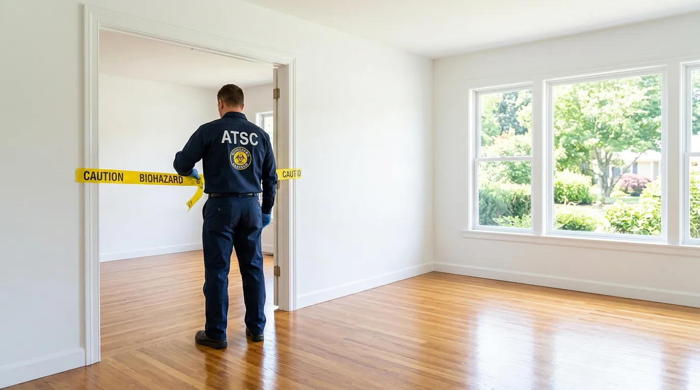 Certified biohazard cleanup crew performing Trauma Scene Cleanup in Ripon